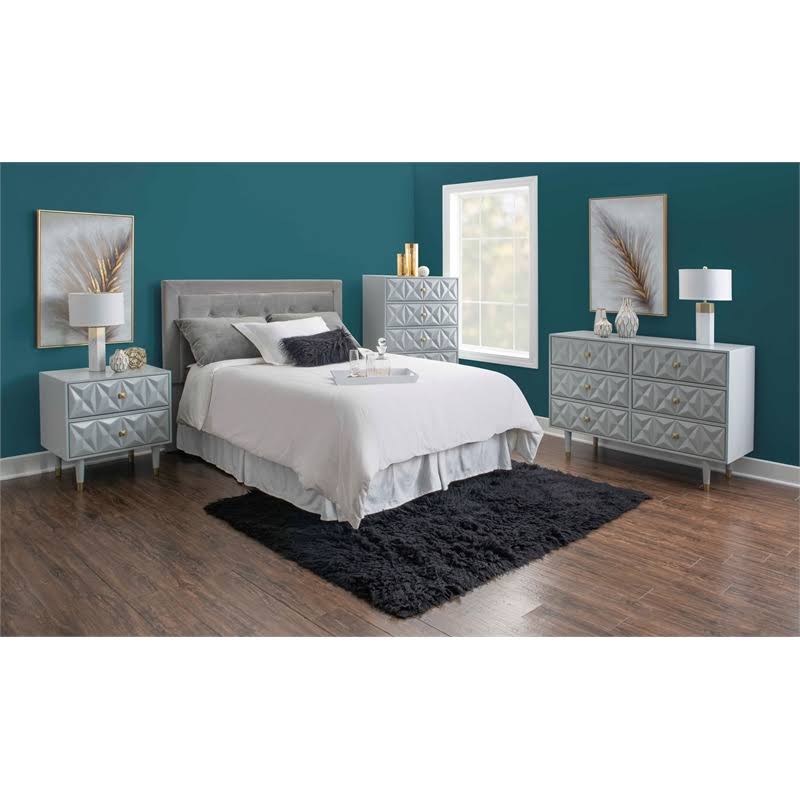 Gray Wood Five Drawer Chest P7297