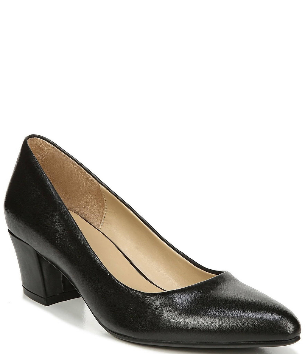 Black Leather Pumps V15881