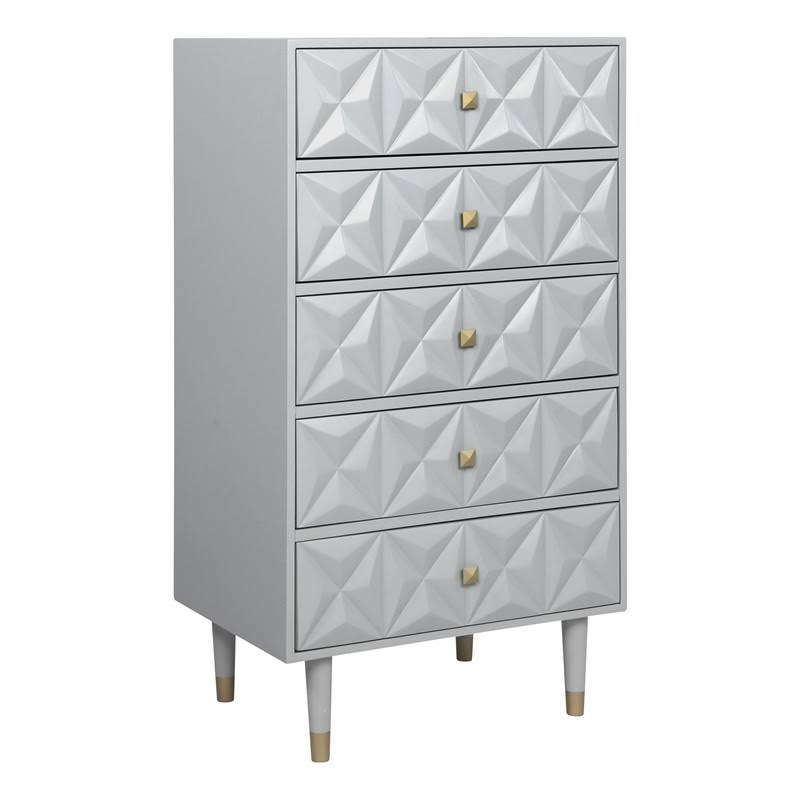 Gray Wood Five Drawer Chest P7297
