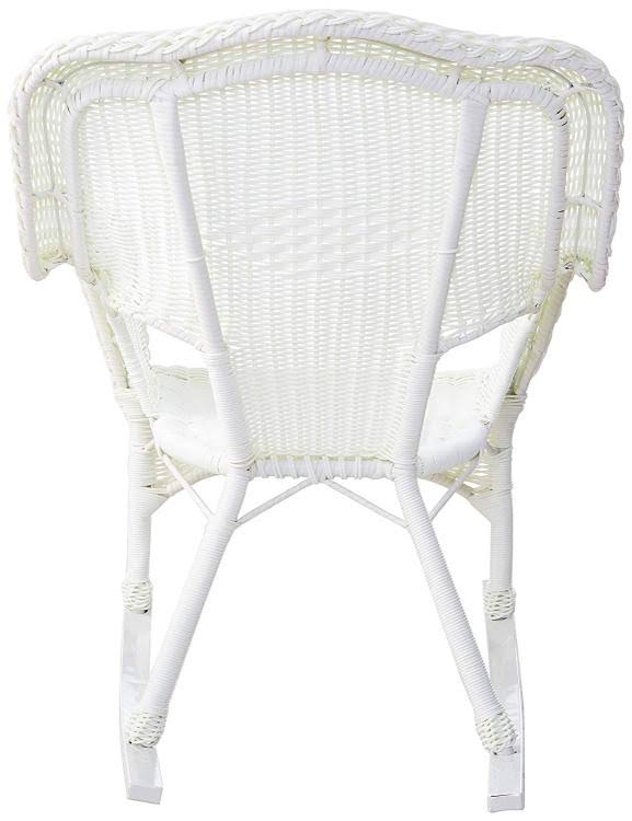 White Resin Wicker Rocker C763
