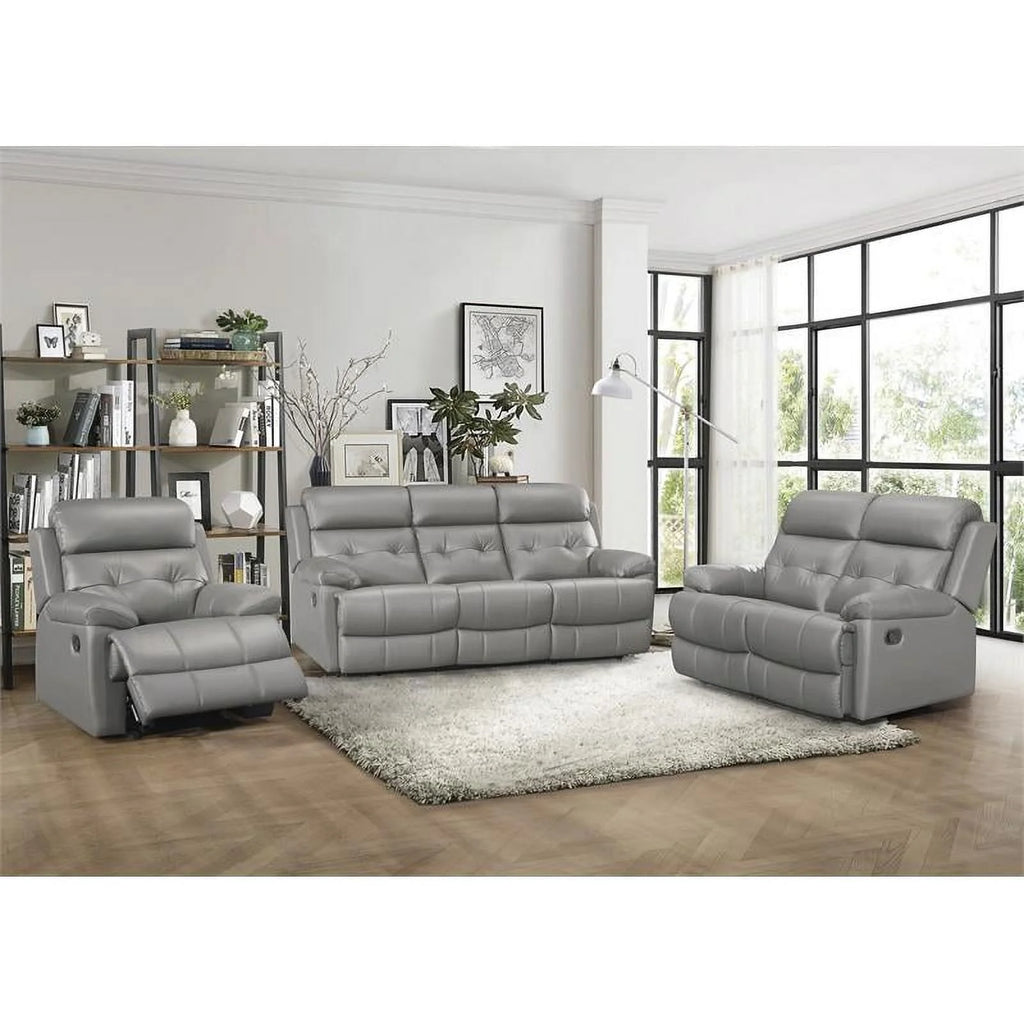 Gray Leather Double Reclining Love Seat X637