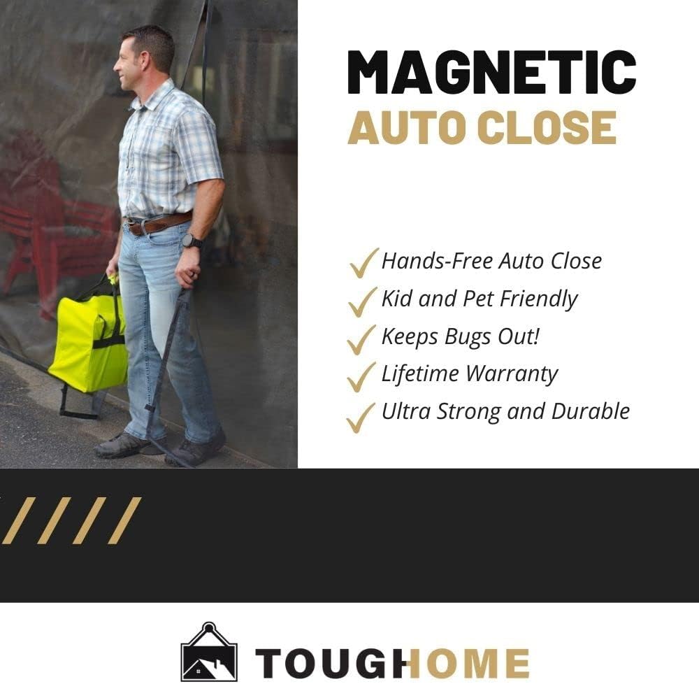 Heavy Duty 2 Car Garage Door Screen, 16 x 7 Fiberglass Mesh, Magnetic Auto Close, Pack of 2 M587172
