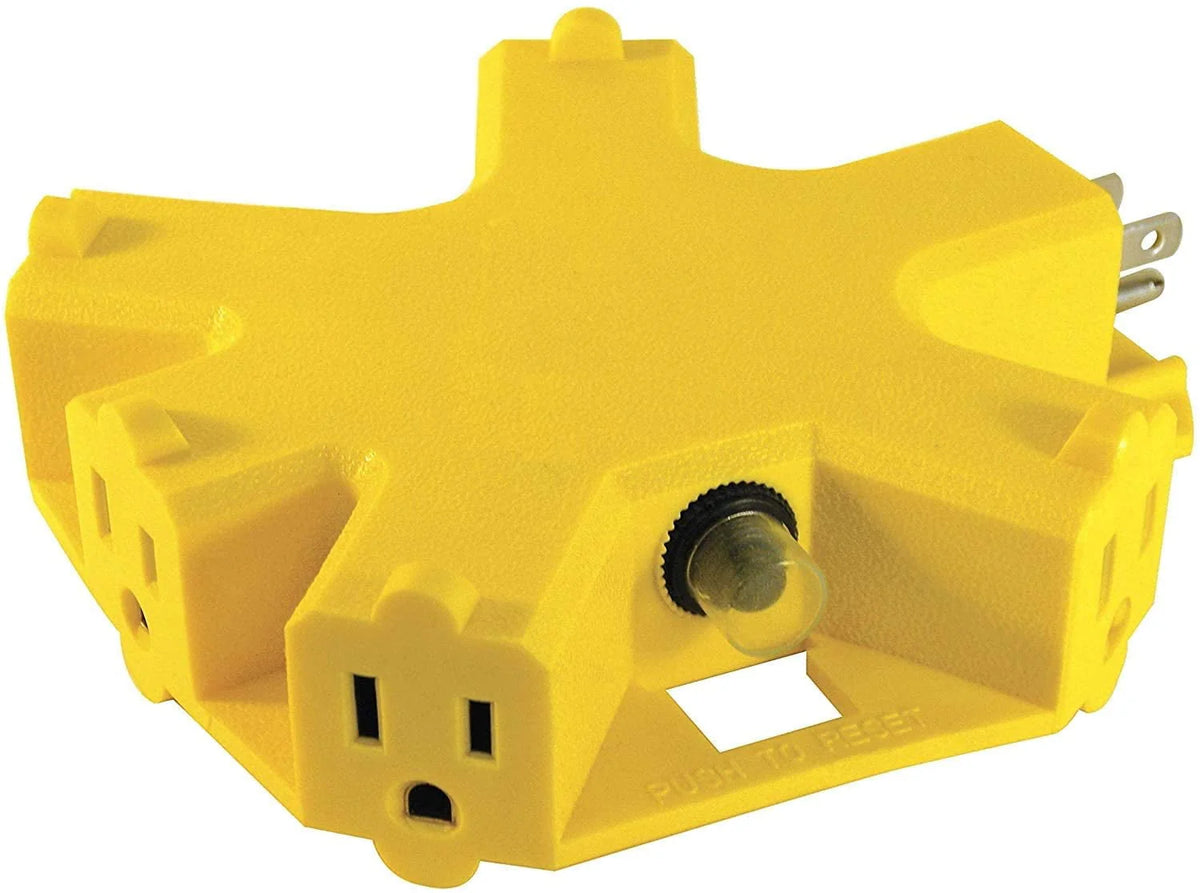 Yellow 100 ft Outdoor Extension Cord with 5 Outlet Adapter W826365