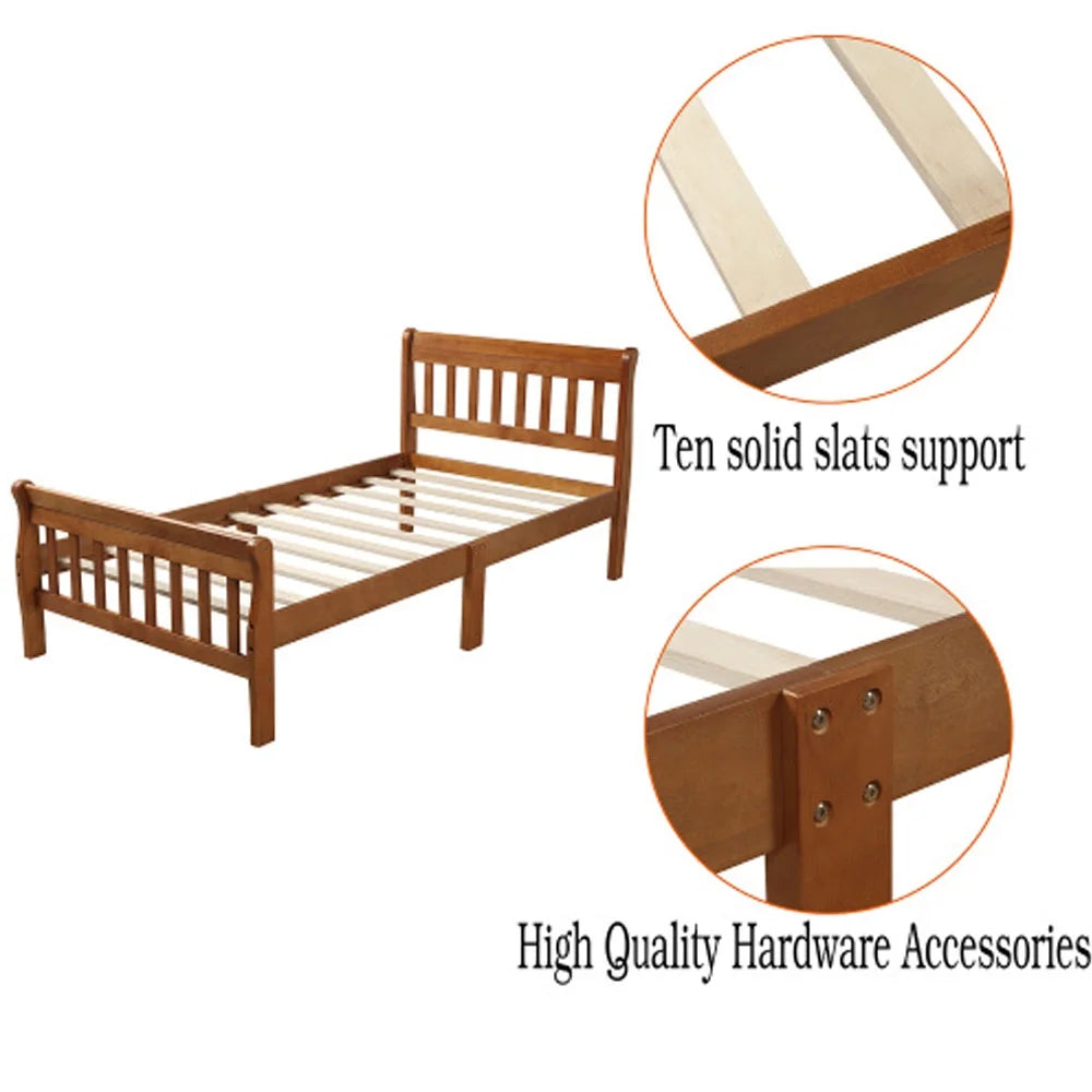 Wood Platform Bed with Headboard and Footboard V9334