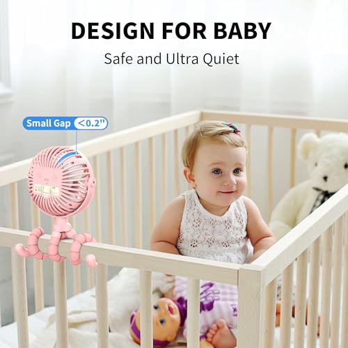 Battery Operated Stroller Fan Clip On Fan 3 Speeds Black X357157