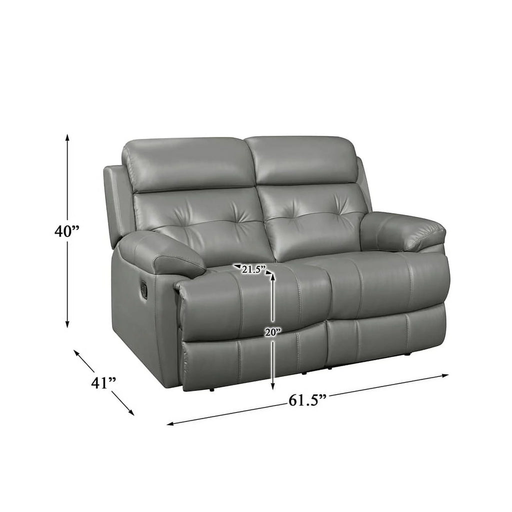 Gray Leather Double Reclining Love Seat X637