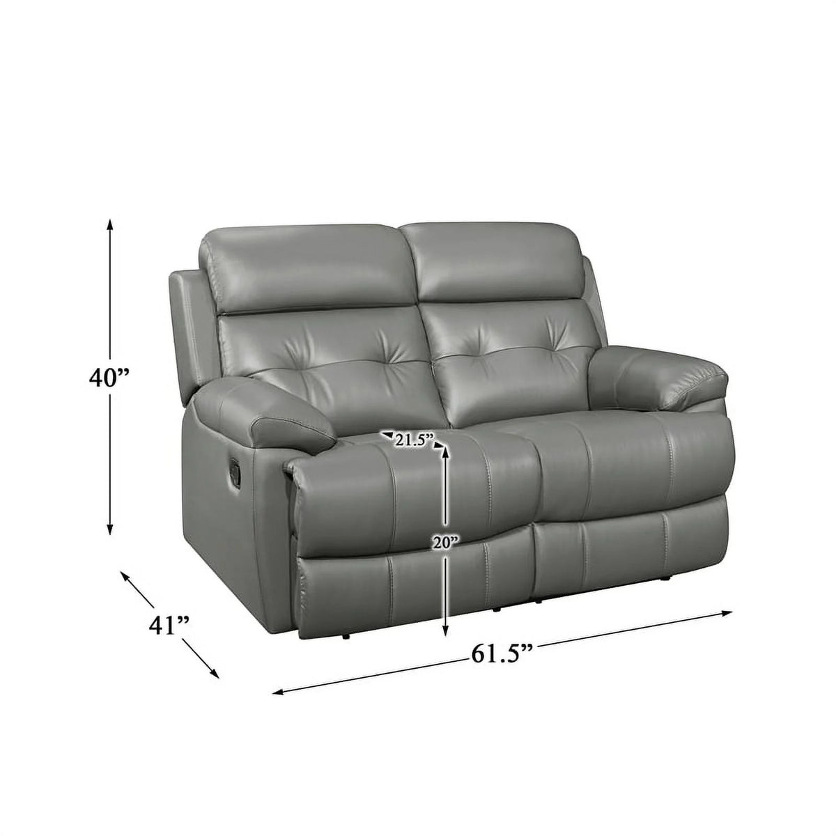 Gray Leather Double Reclining Love Seat X637