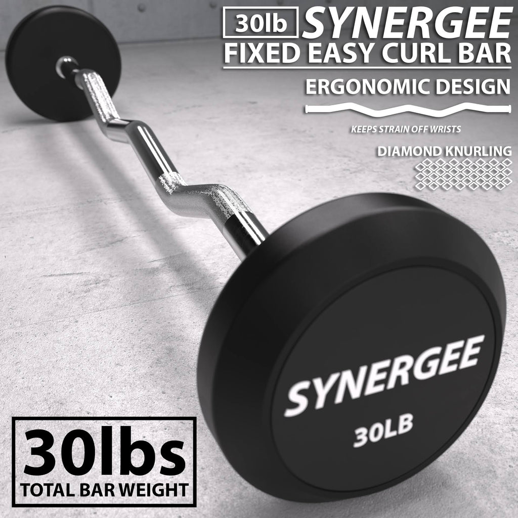 30lb Fixed Curl Bar Steel Bar Rubber Weight V964