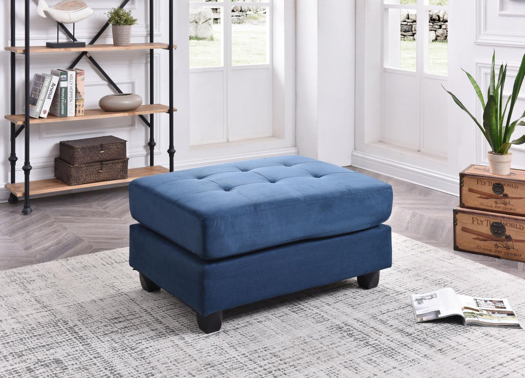 Navy Blue Microsuede Ottoman N849289