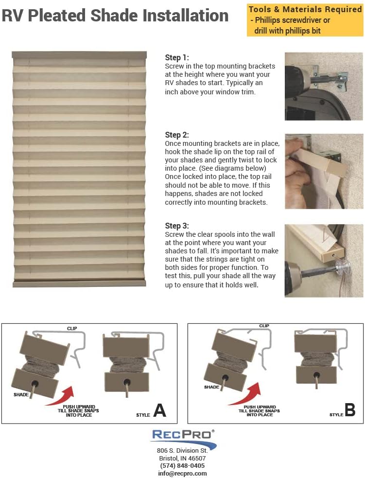 Cappuccino Pleated RV Window Shades 38 W x 24 L N9957