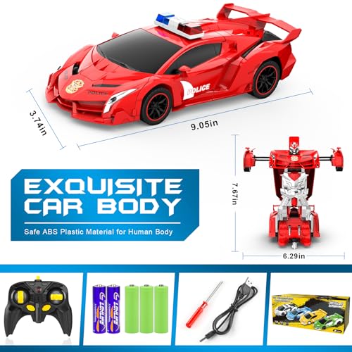 2.4Ghz 1:18 Scale Transforming Police Car Toy with Flashing Light H184029