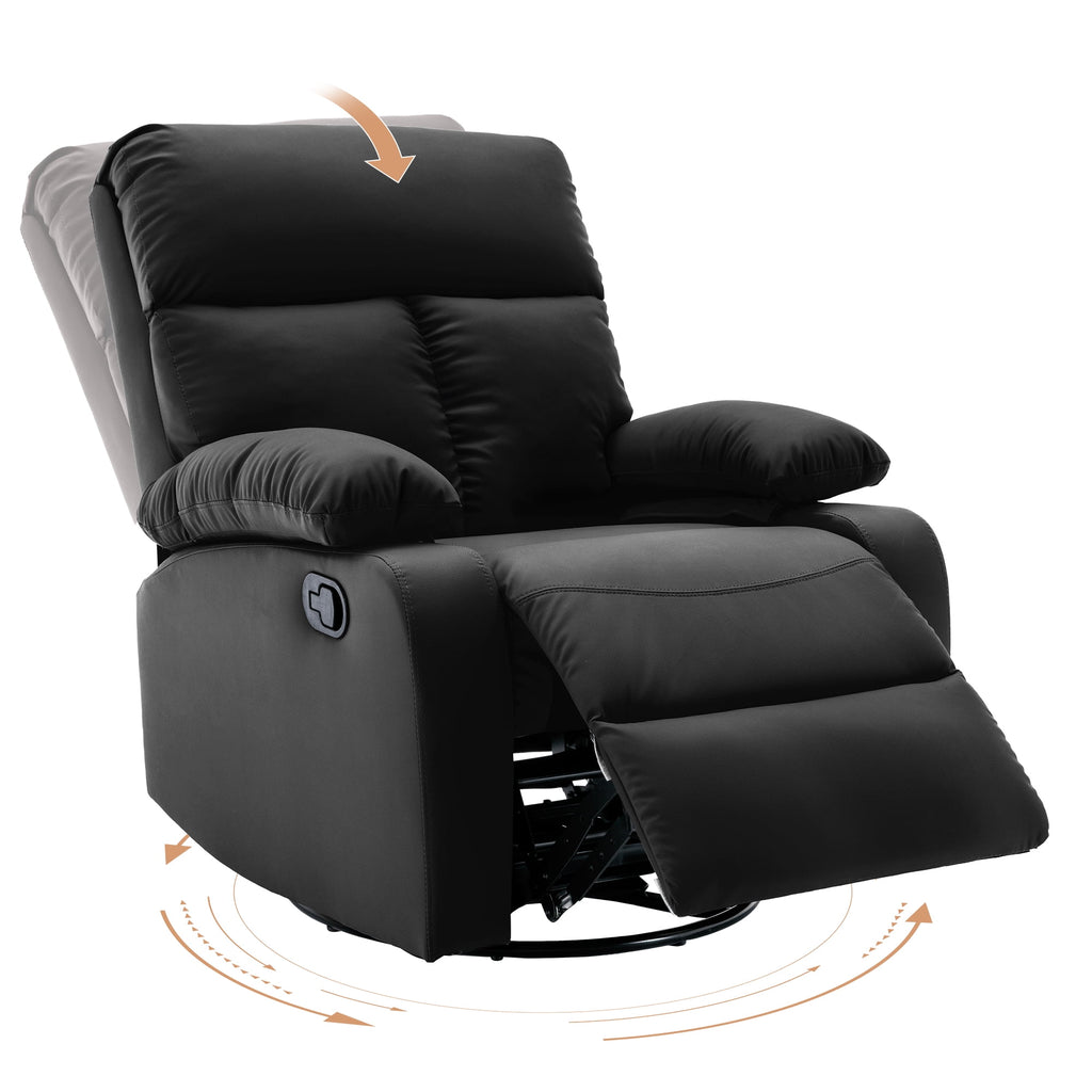 Small Black Swivel Recliner Chair with Adjustable Footrest E368571