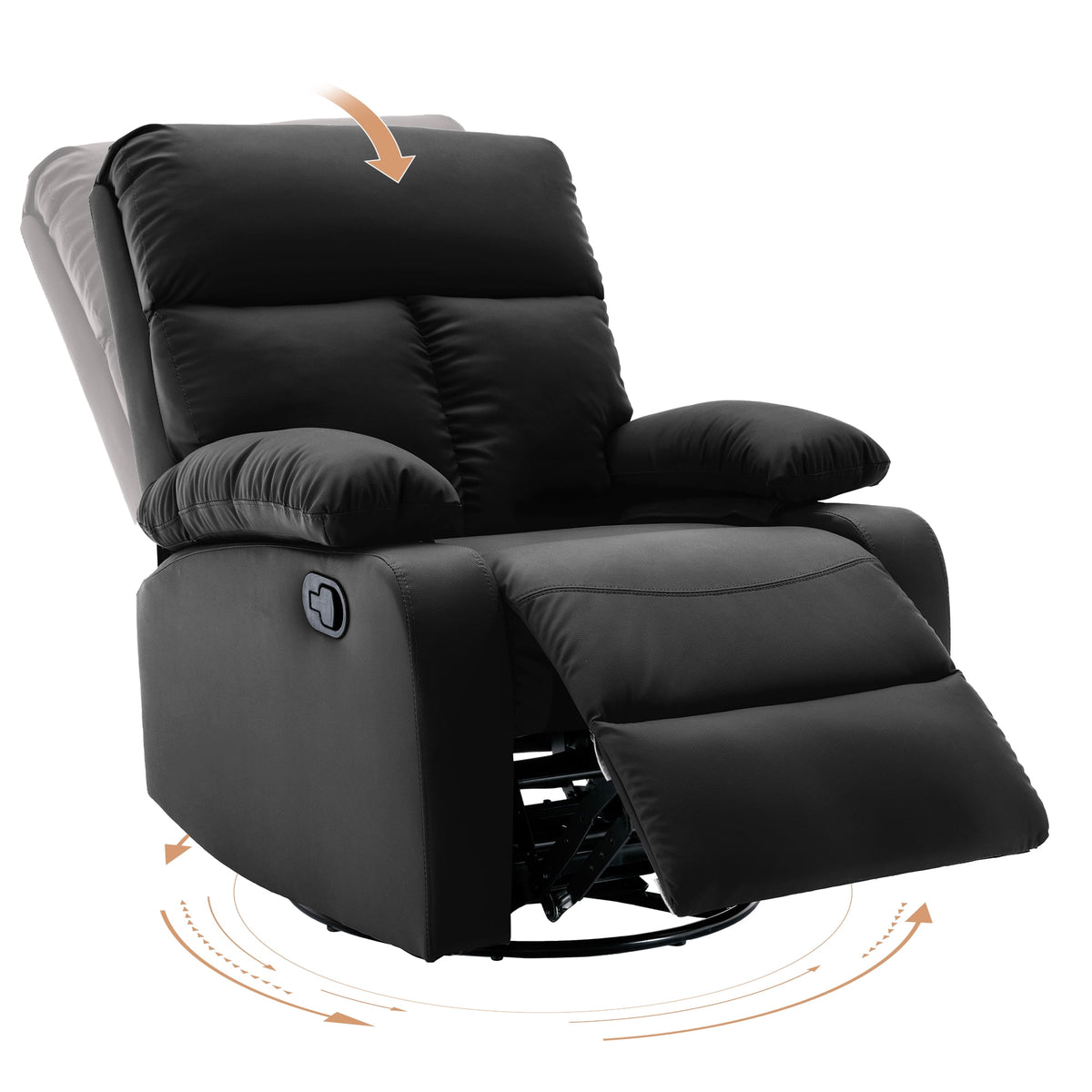 Small Black Swivel Recliner Chair with Adjustable Footrest E368571