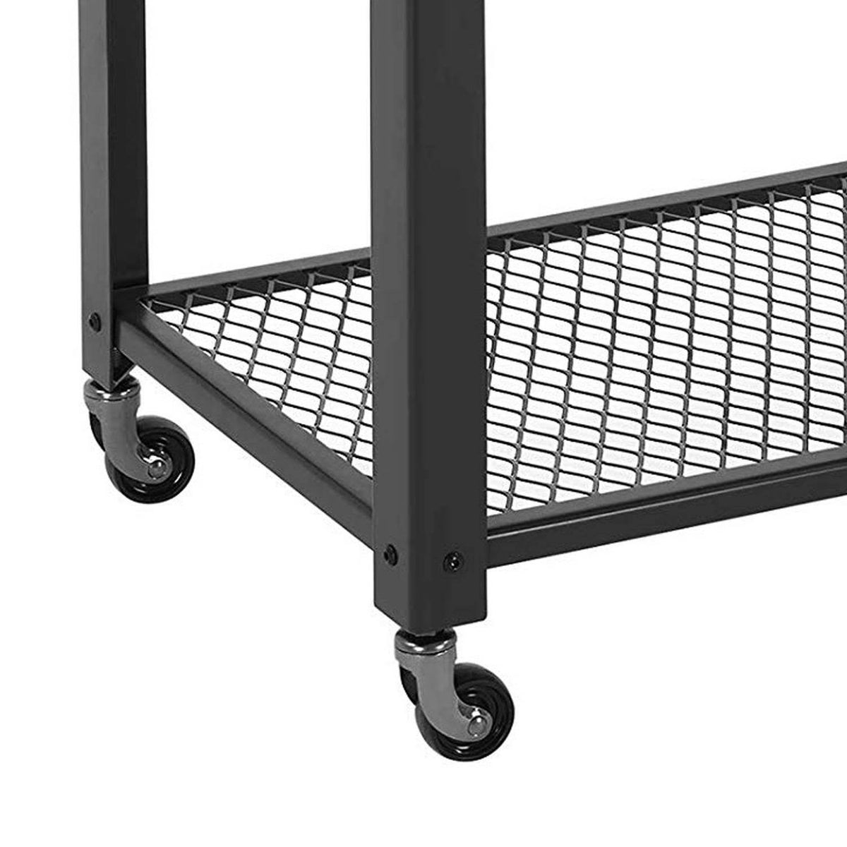 3 Tier Wooden Serving Cart with 2 Mesh Shelves Black and Brown E7650