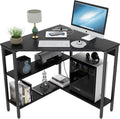 Corner Desk with Outlets USB Ports Storage Shelves I349