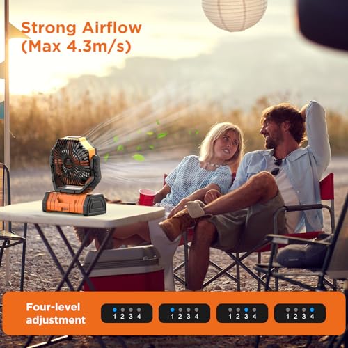 20000mAh Rechargeable Camping Fan with LED Lantern U8026
