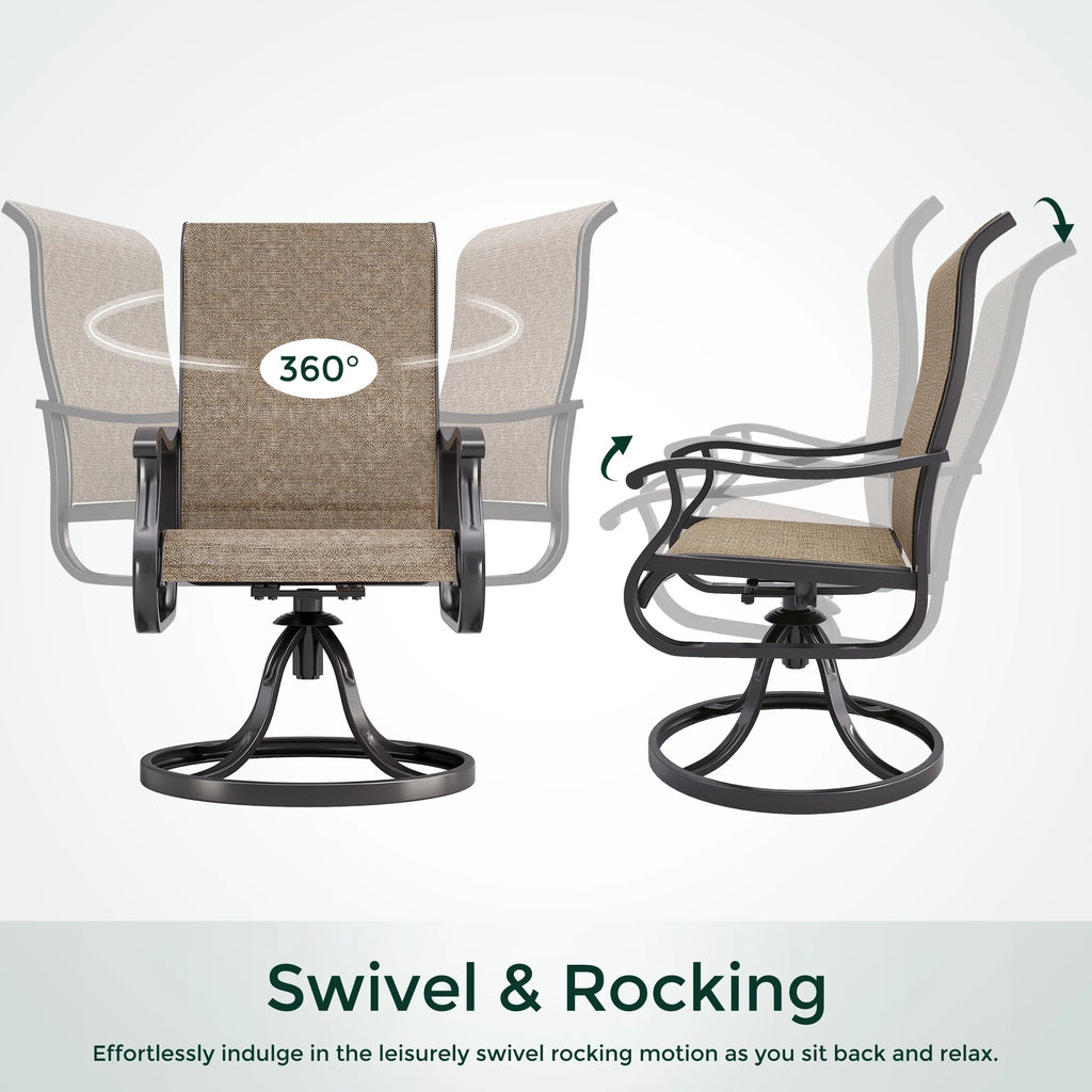 Khaki Swivel Outdoor Chairs Set of 2 Textilene H656632