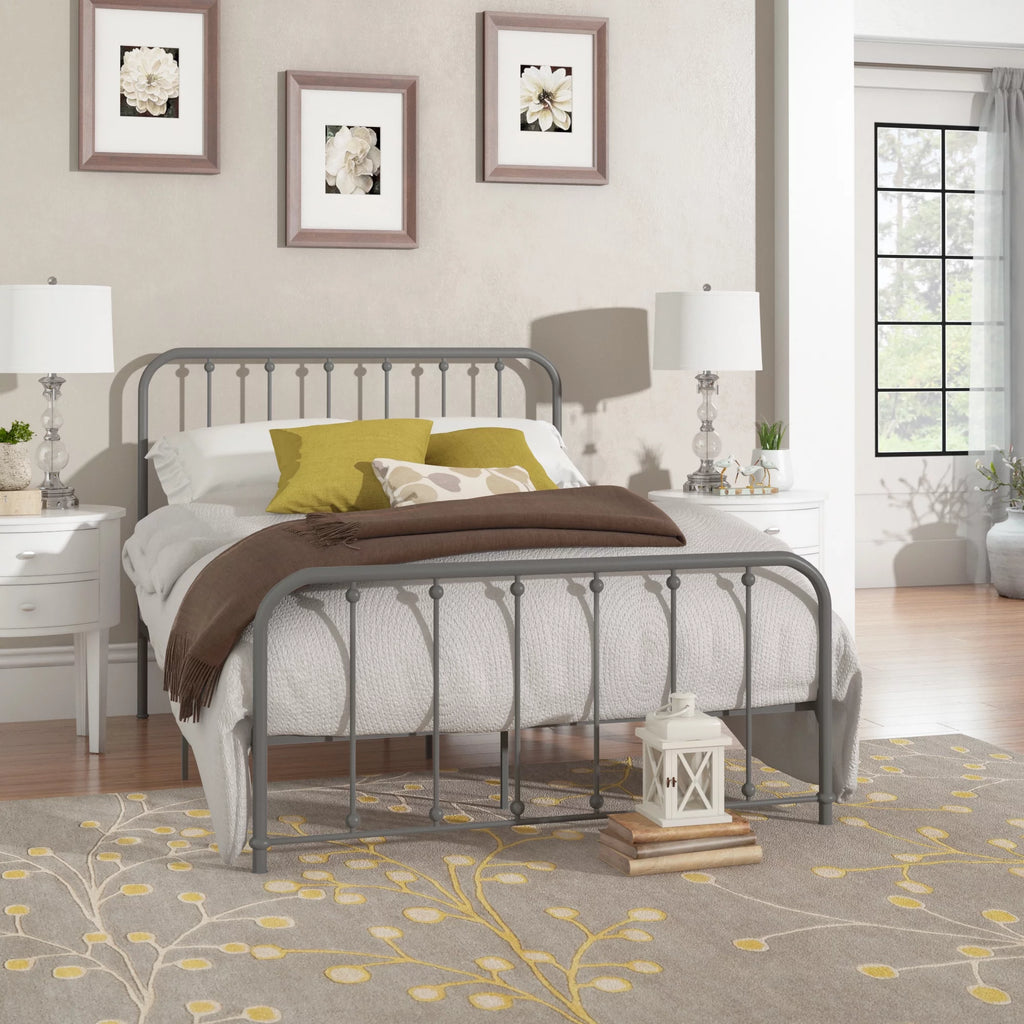 White Metal Platform Full Bed H793