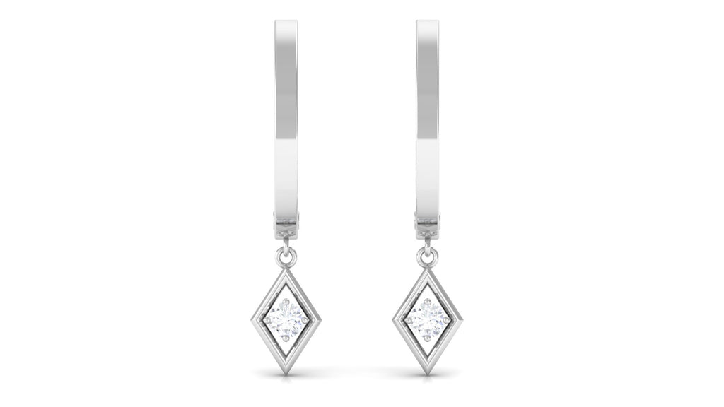 14K White Gold Geometric Hoop Earrings V4298