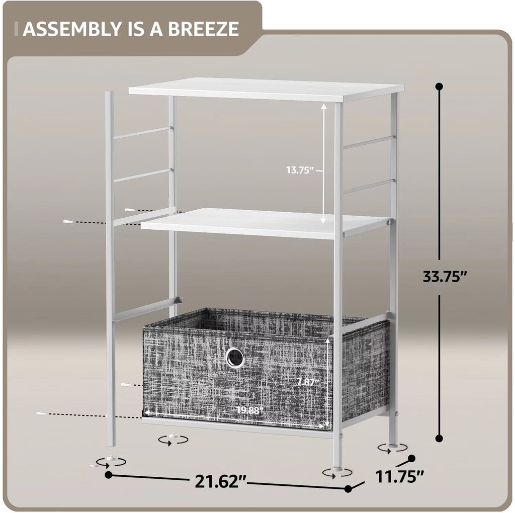 2 Drawer Nightstand with Shelf Y528