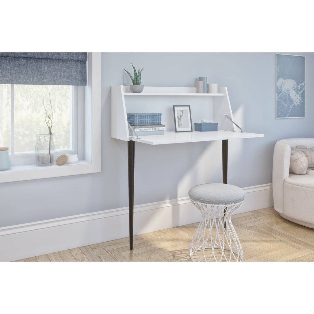 Secretary Desk in White and Bark Grey C4188