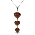14k 22" Solid White Gold Necklace with Natural Heart-shaped Garnets L714524