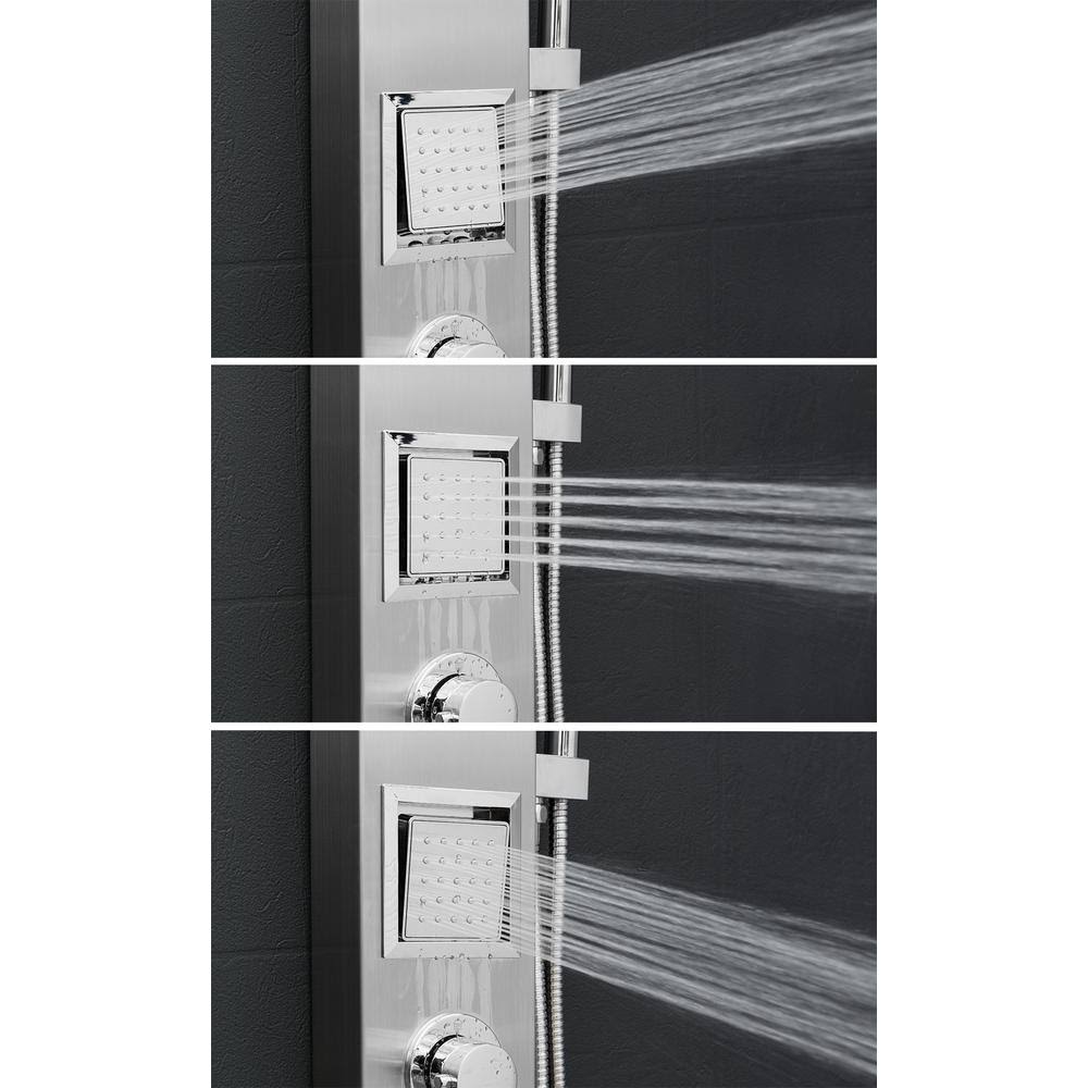 Stainless Steel Shower Panel System with Rainfall Shower Head and Handheld Shower Wand C972