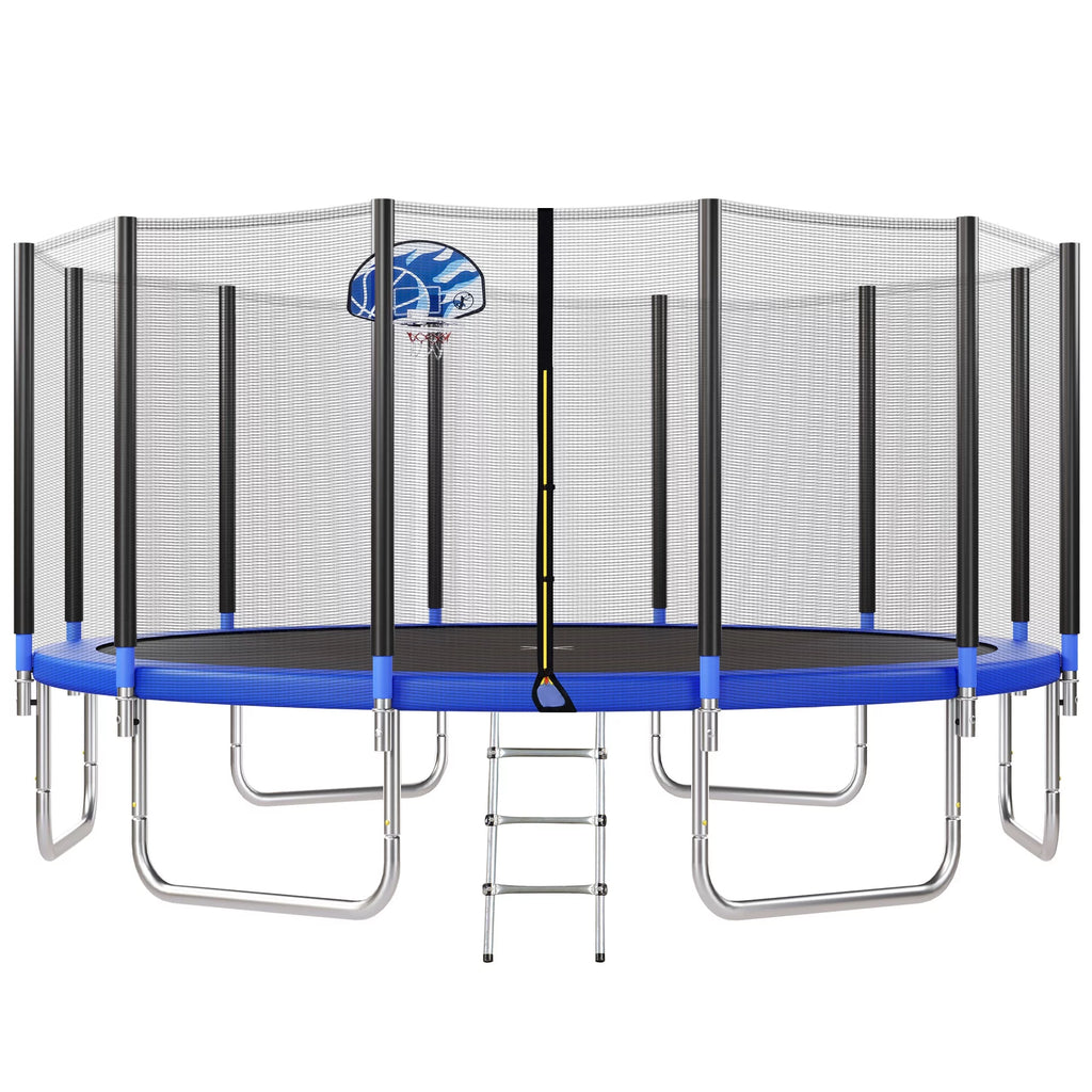 16FT Trampoline with Enclosure, Ladder, Basketball Hoop K508