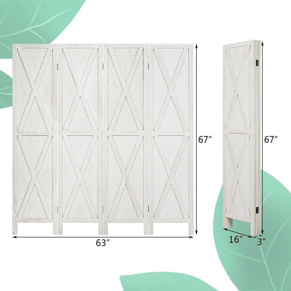 Brown 4 Panels Folding Wooden Room Divider S8129