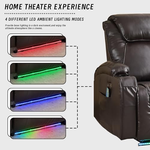 Brown Electric Power Loveseat Recliner Chair with Storage Armrest R7681