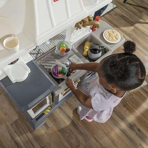 20+ Piece White Blue Gray Play Kitchen Set F426
