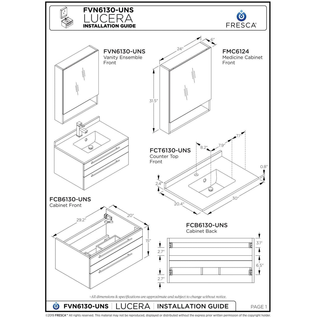 Espresso Wall Hung Undermount Bathroom Cabinet A8357