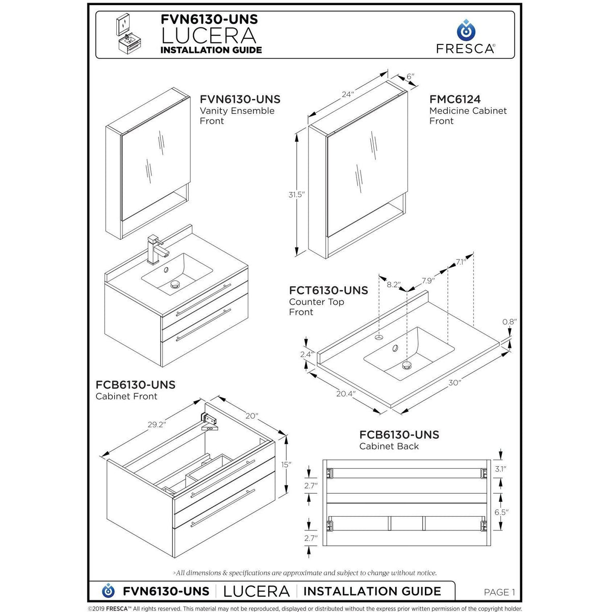 Espresso Wall Hung Undermount Bathroom Cabinet A8357