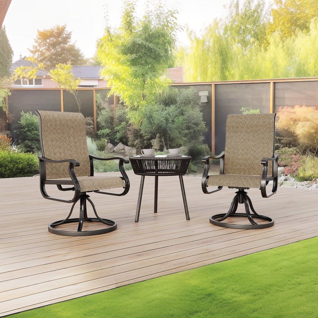 Khaki Swivel Outdoor Chairs Set of 2 Textilene H656632