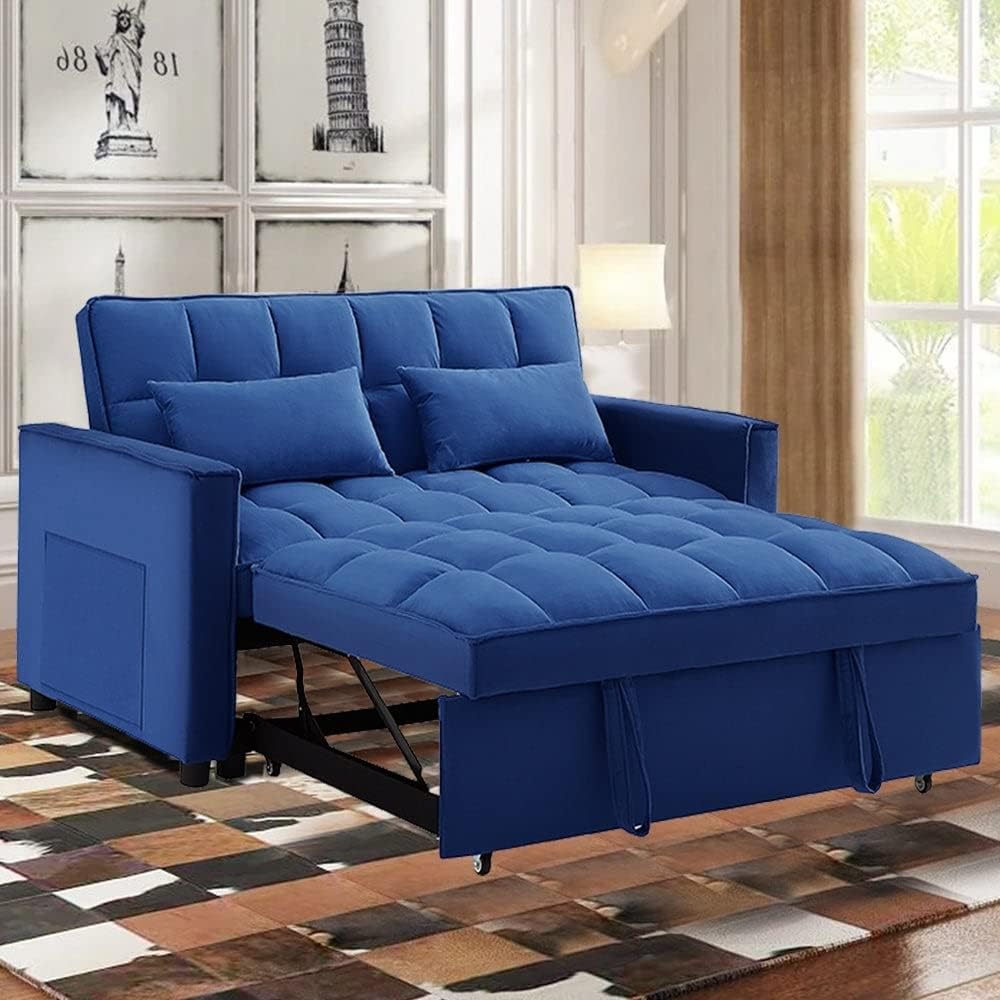 55" Width Convertible Loveseat Sleeper Sofa Grey V14841