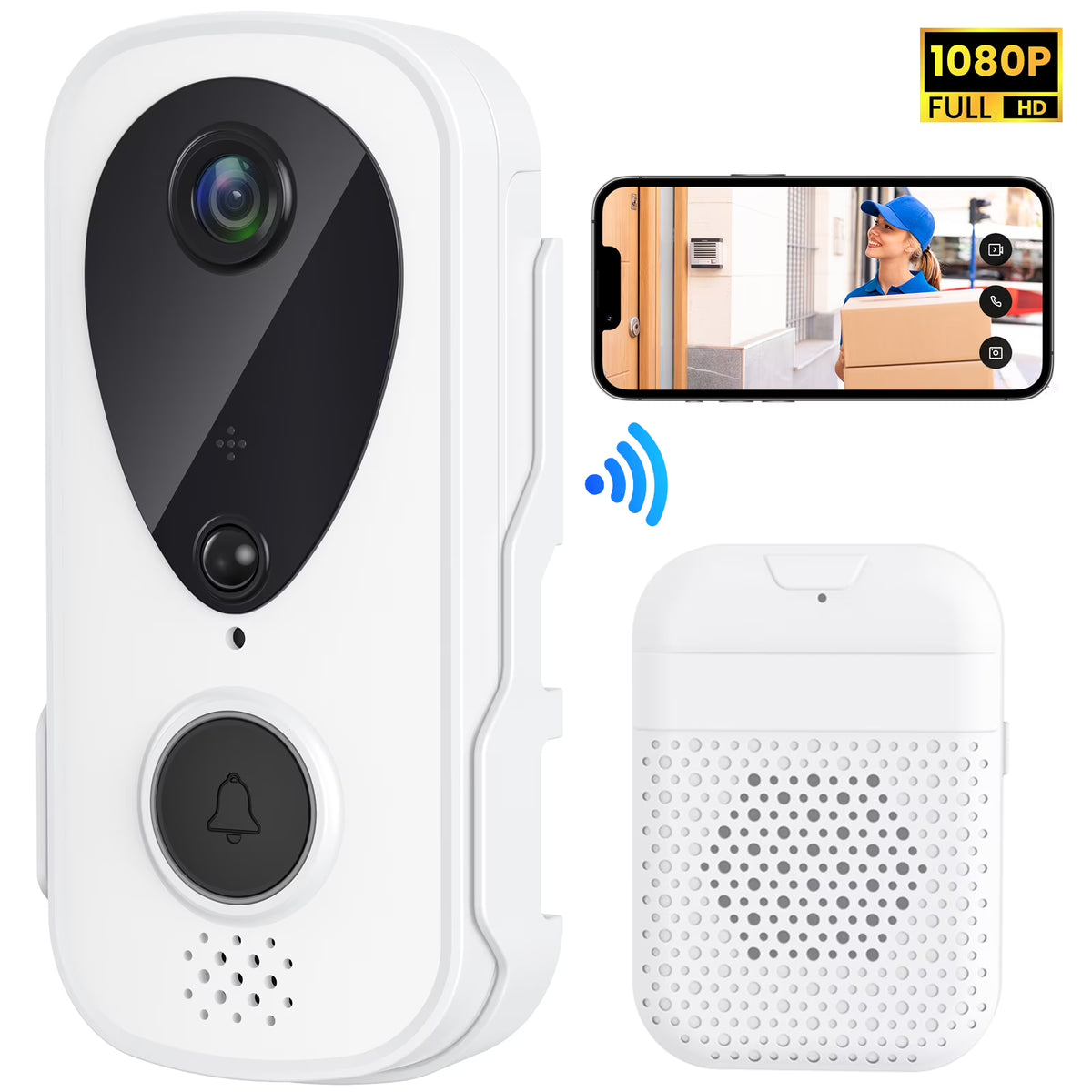 Wireless Video Doorbell with Chime, 2 Way Audio, Night Vision X68032
