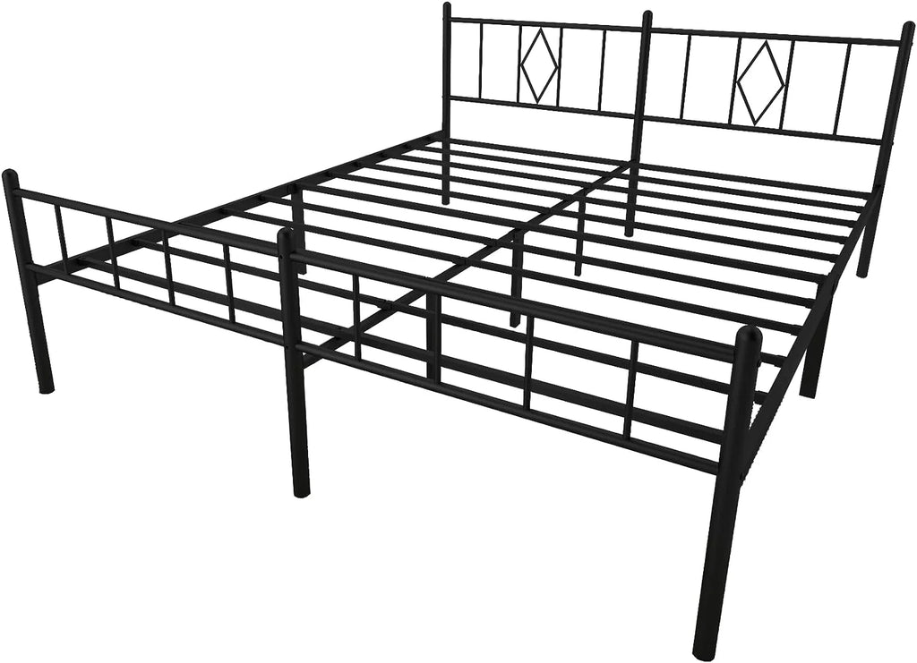 14 Inch Cal King Metal Bed Frame with Headboard and Footboard O825376