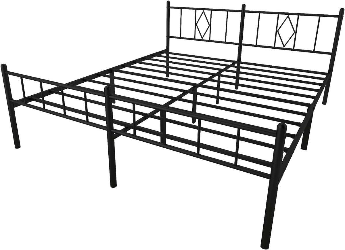 14 Inch Cal King Metal Bed Frame with Headboard and Footboard O825376