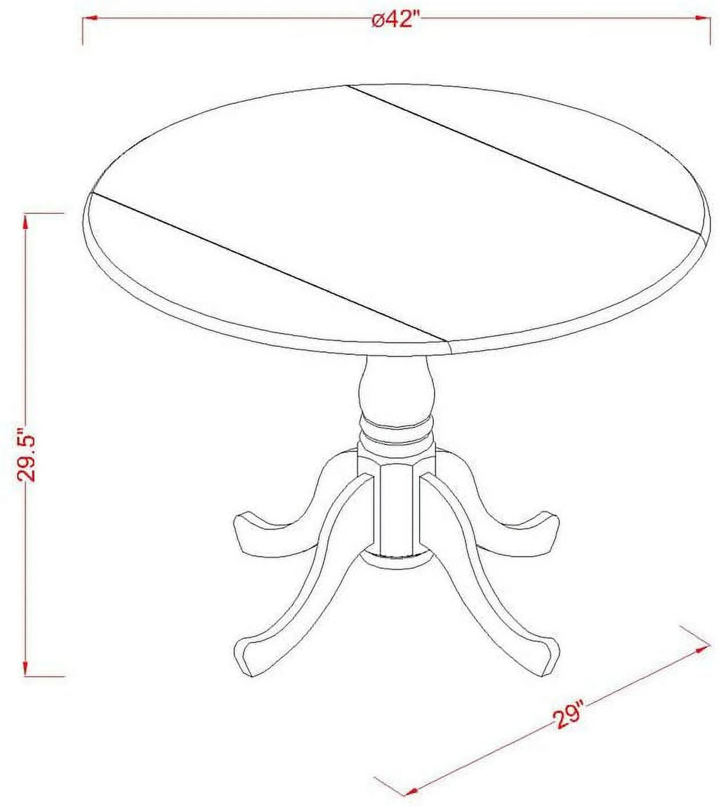 Round Dropleaf Pedestal Kitchen Table 42X42 Inch Y356