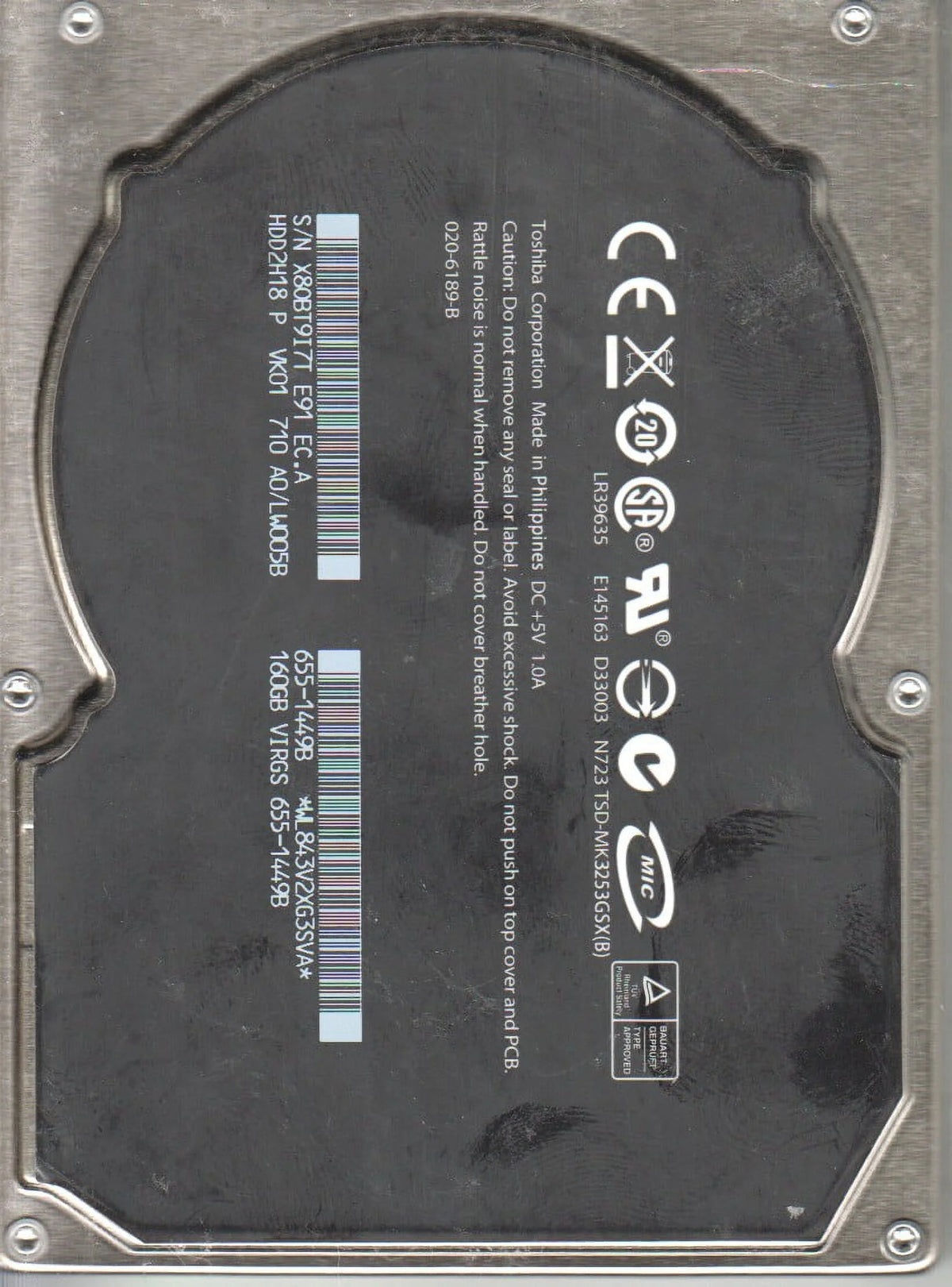 160GB SATA 2.5 Hard Drive A411