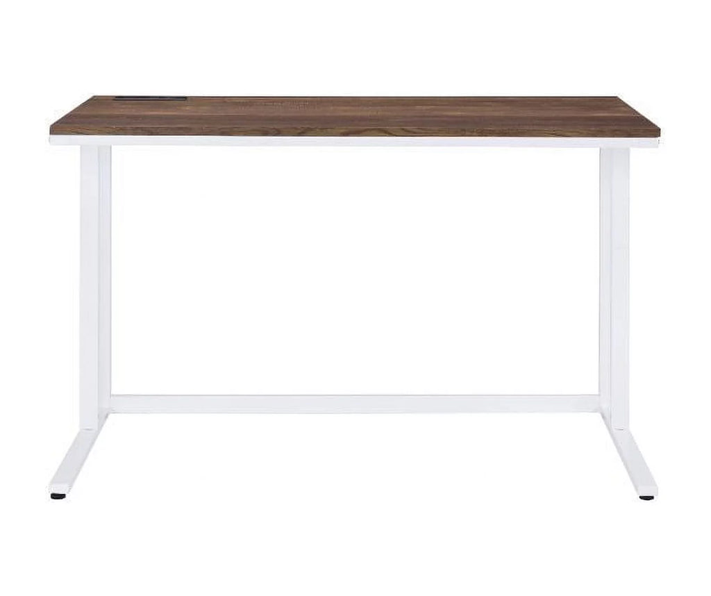 Walnut White Writing Desk with USB Port C962