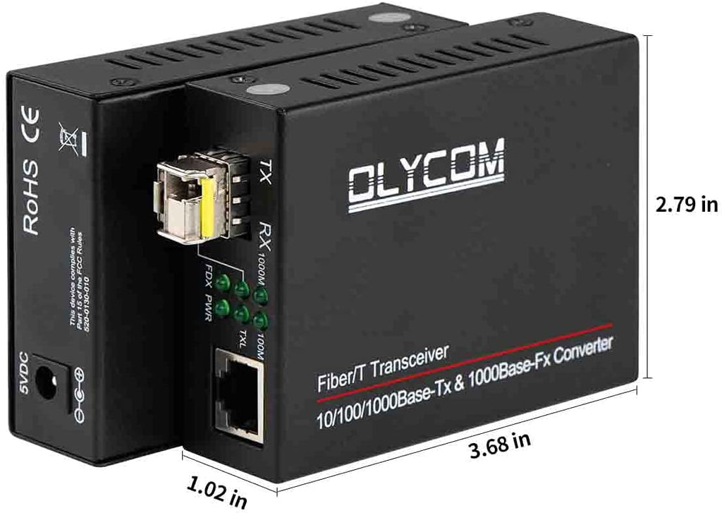 Gigabit Ethernet Fiber Optical Media Converter Bidi 10/100/1000Base-Tx SM 20km to RJ45 Port with 1.25Gbs SFP Transceivers Y947110