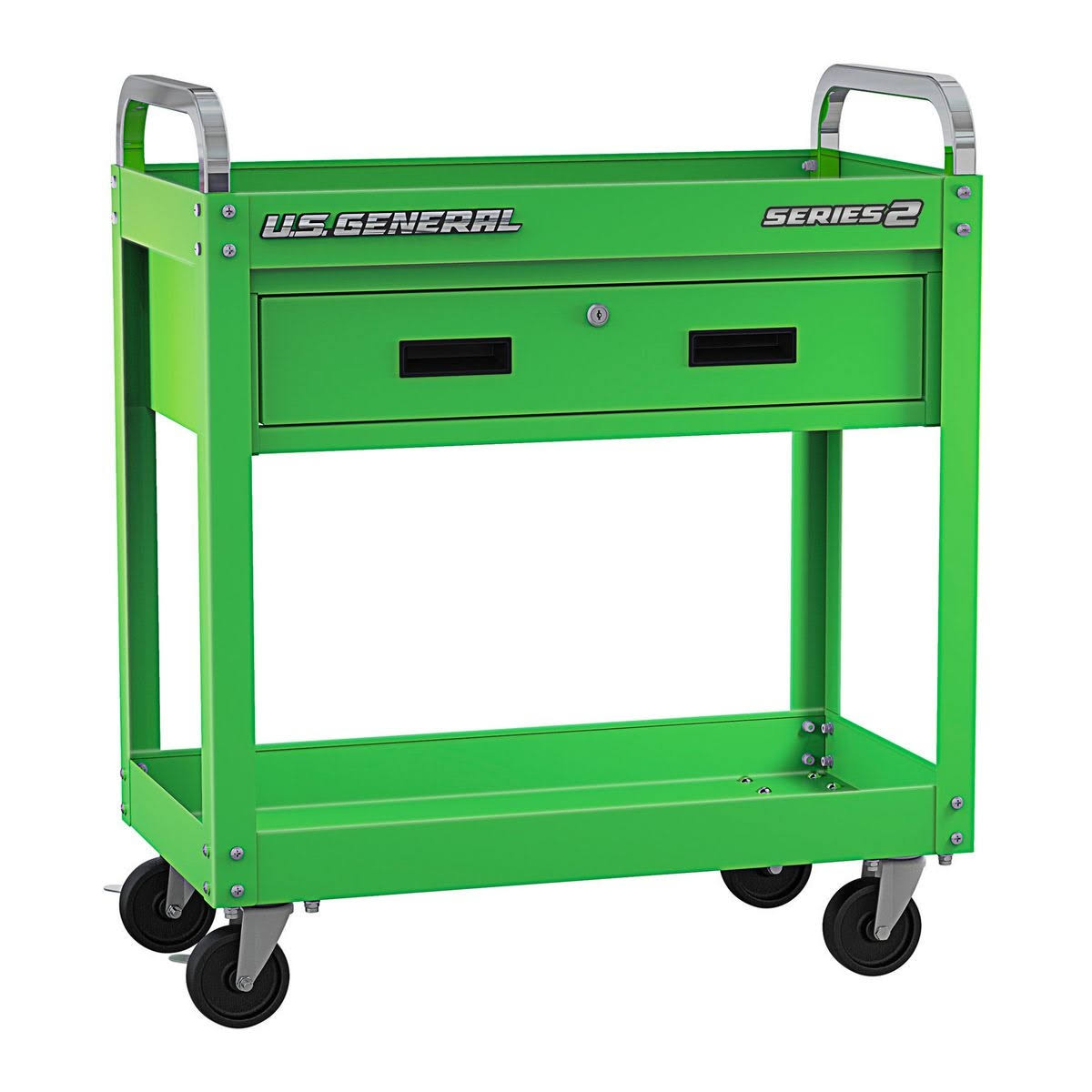 30 in. Green Service Cart with Drawer H1475