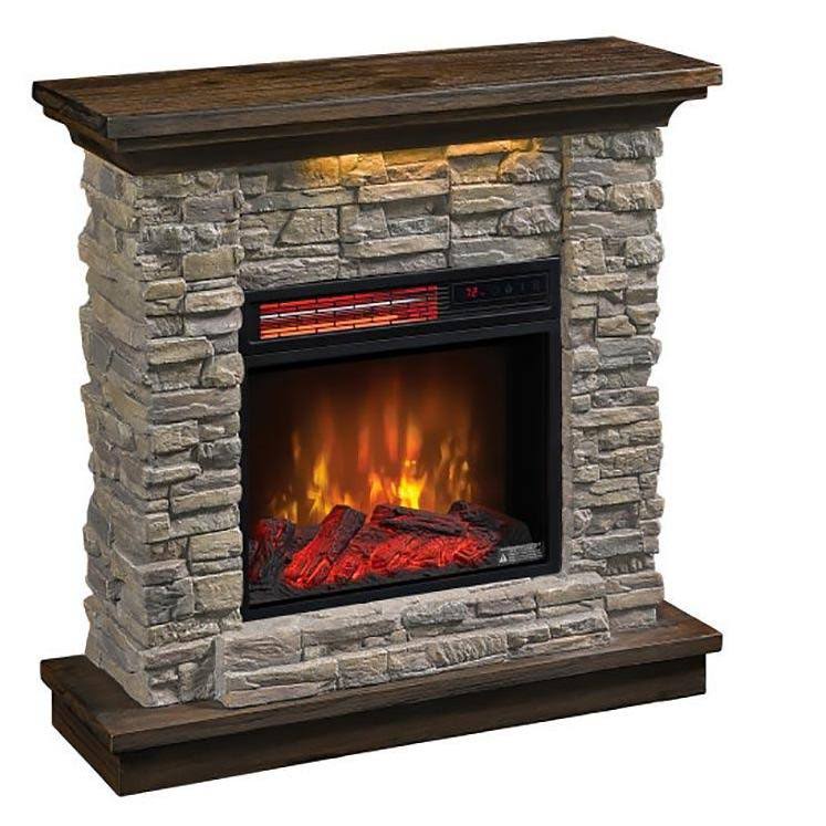Smoky Gray Stone Electric Fireplace Wall Mantel Z131101