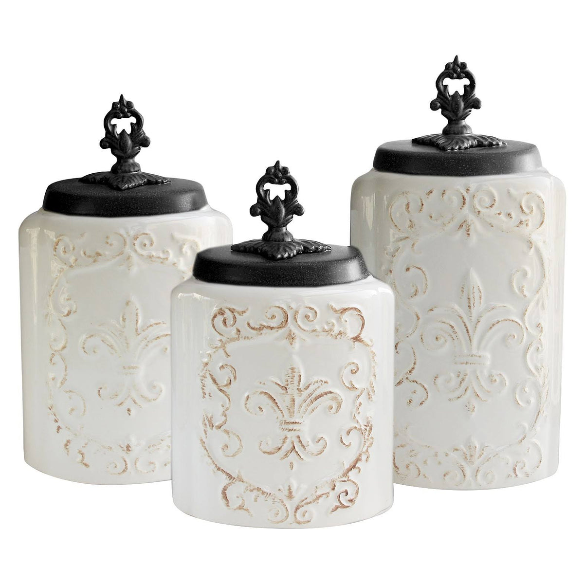 3-Piece White Canister Set A355453