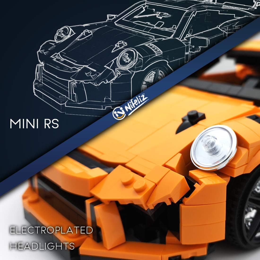 1:14 Scale Sports Car Building Blocks Set 1072 Pcs W865588
