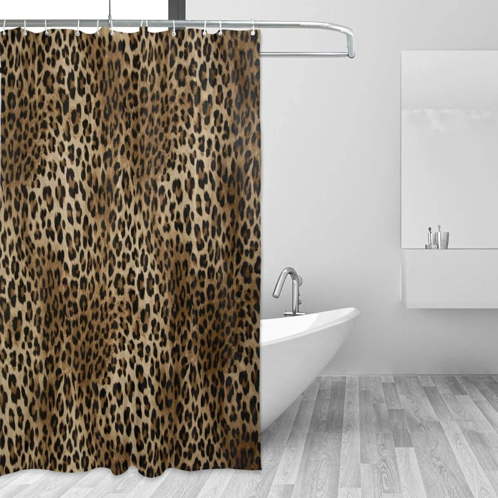 Animal Tiger Print Waterproof Polyester Shower Curtain Set with Hooks, 66 X 72 Inches C342543