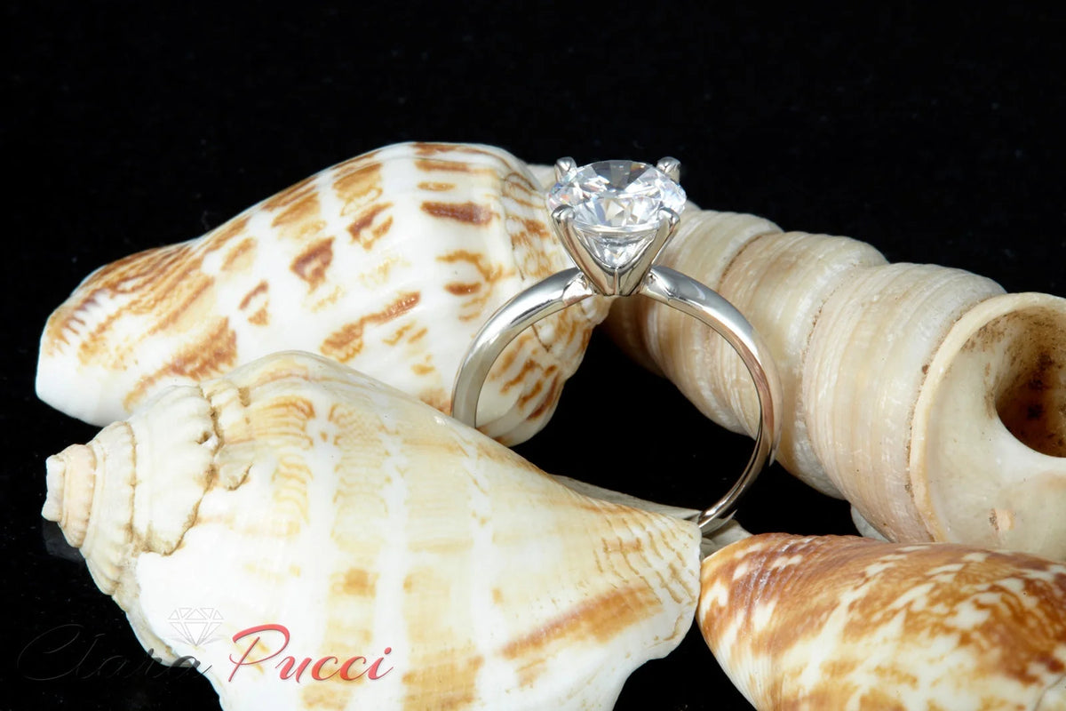 14K White Gold Solitaire Engagement Ring Y256