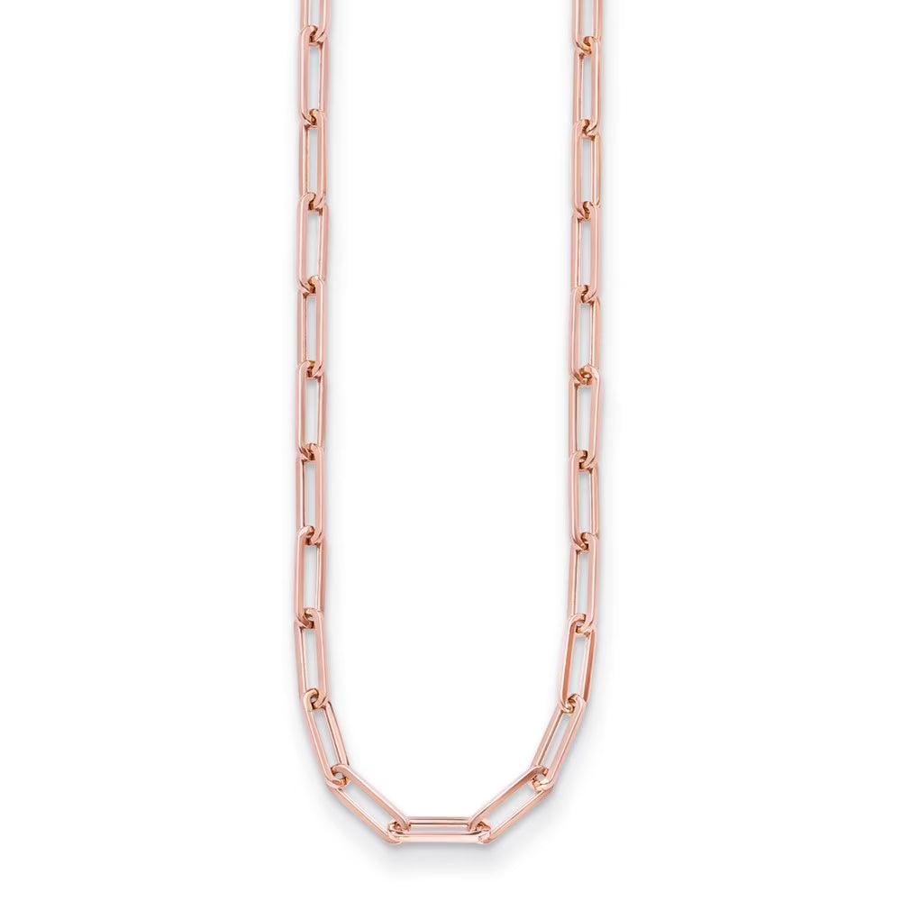 14K Rose Gold Polished 4 mm Flat Paperclip Link Necklace 16" A15197