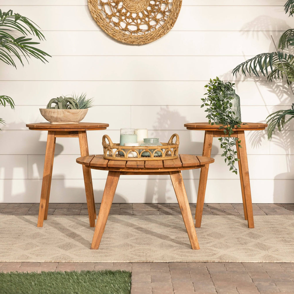 Acacia 3-Piece Round Patio Table Set Brown Q579543